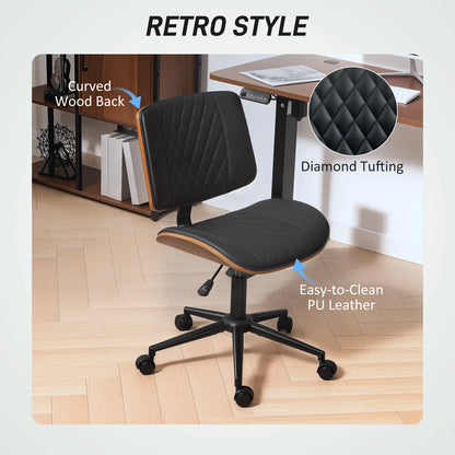 PU Leather Office Chair, Adjustable Height, Swivel Wheels, Black Office Chairs at Gallery Canada