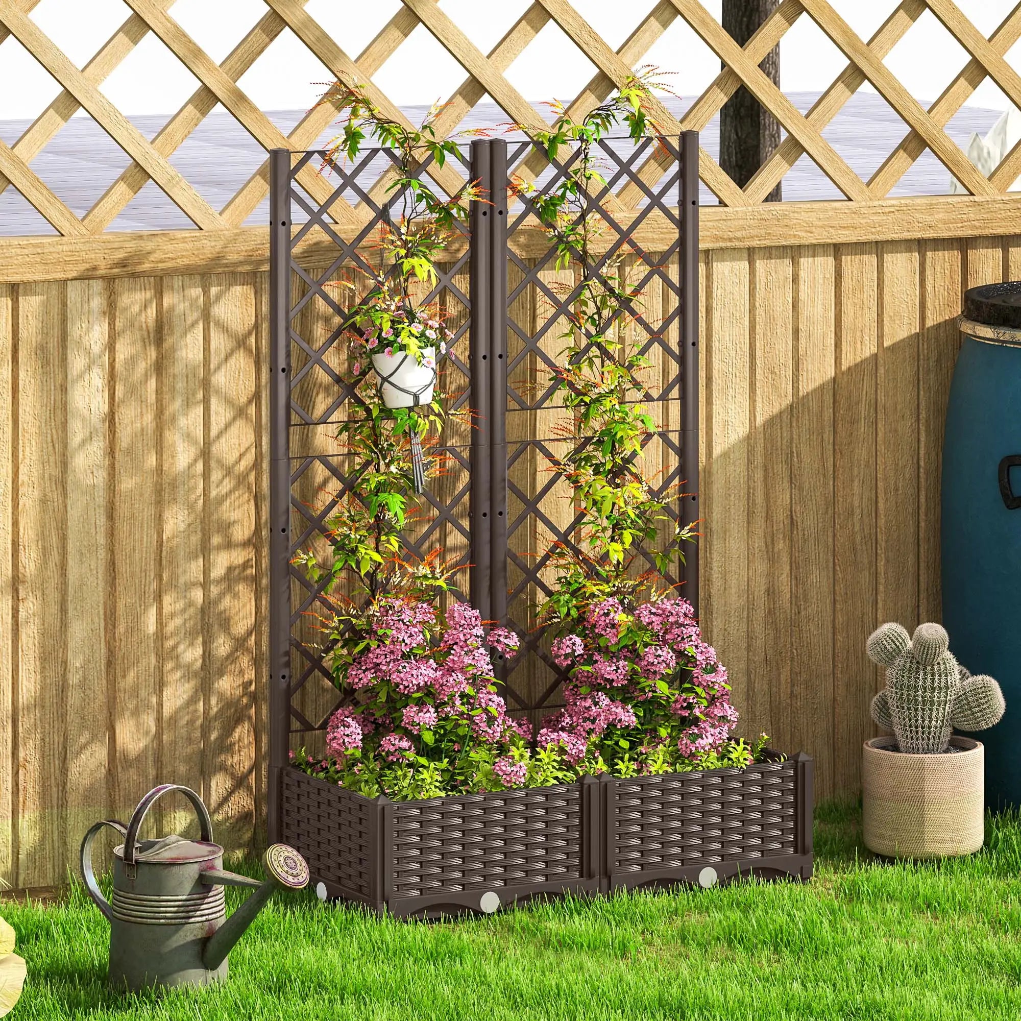 Raised Garden Bed With Trellis, Plastic, 32