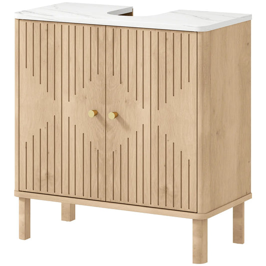 Floor Standing Bathroom Vanity, Bathroom Vanity Cabinet with Adjustable Shelf, Oak Sink Cabinets Oak Wood Grain, White at Gallery Canada