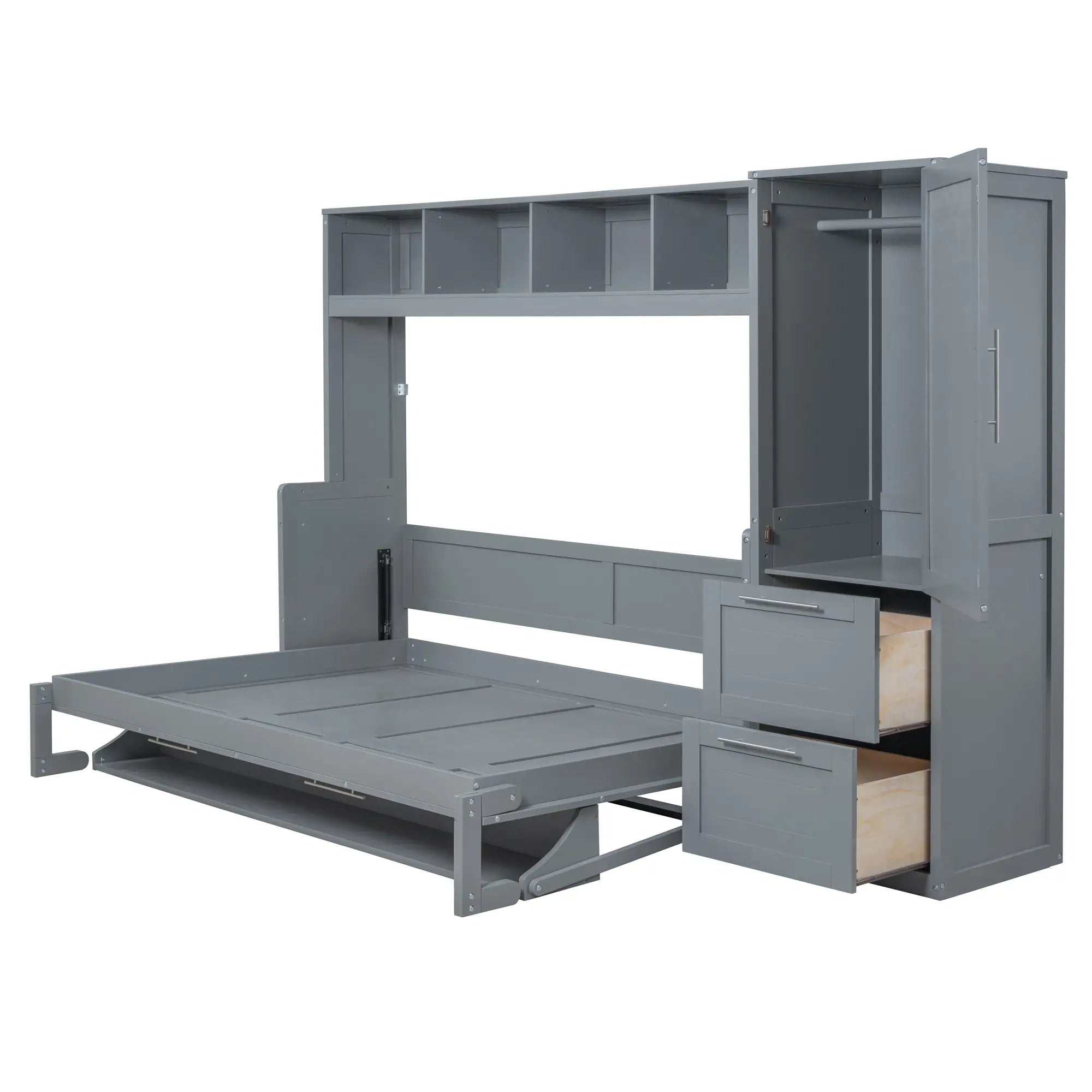 Murphy Bed with Closet, Drawers, 107.5