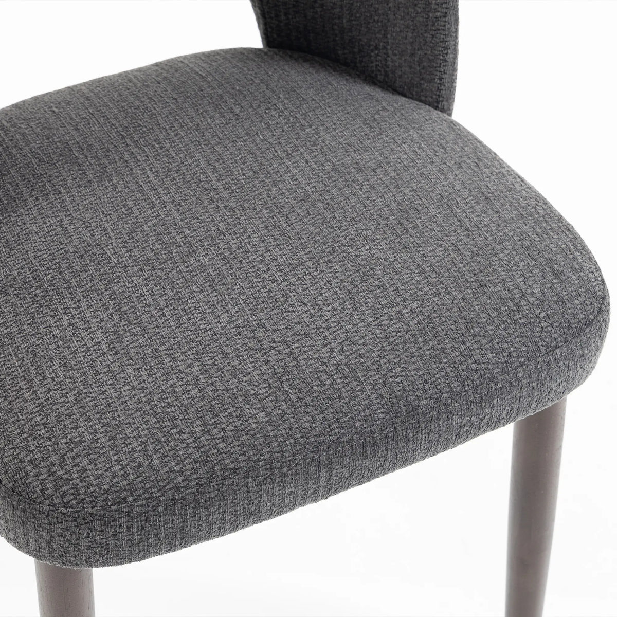 Upholstered Dining Chairs Set, Rubberwood Legs, Dark Grey