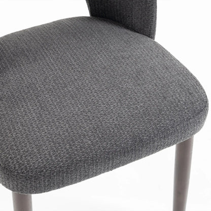 Upholstered Dining Chairs Set, Rubberwood Legs, Dark Grey