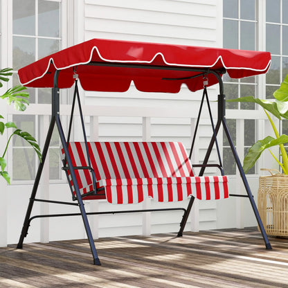 3-Seater Outdoor Porch Swing, Adjustable Canopy, Red Patio Swings with Stand at Gallery Canada