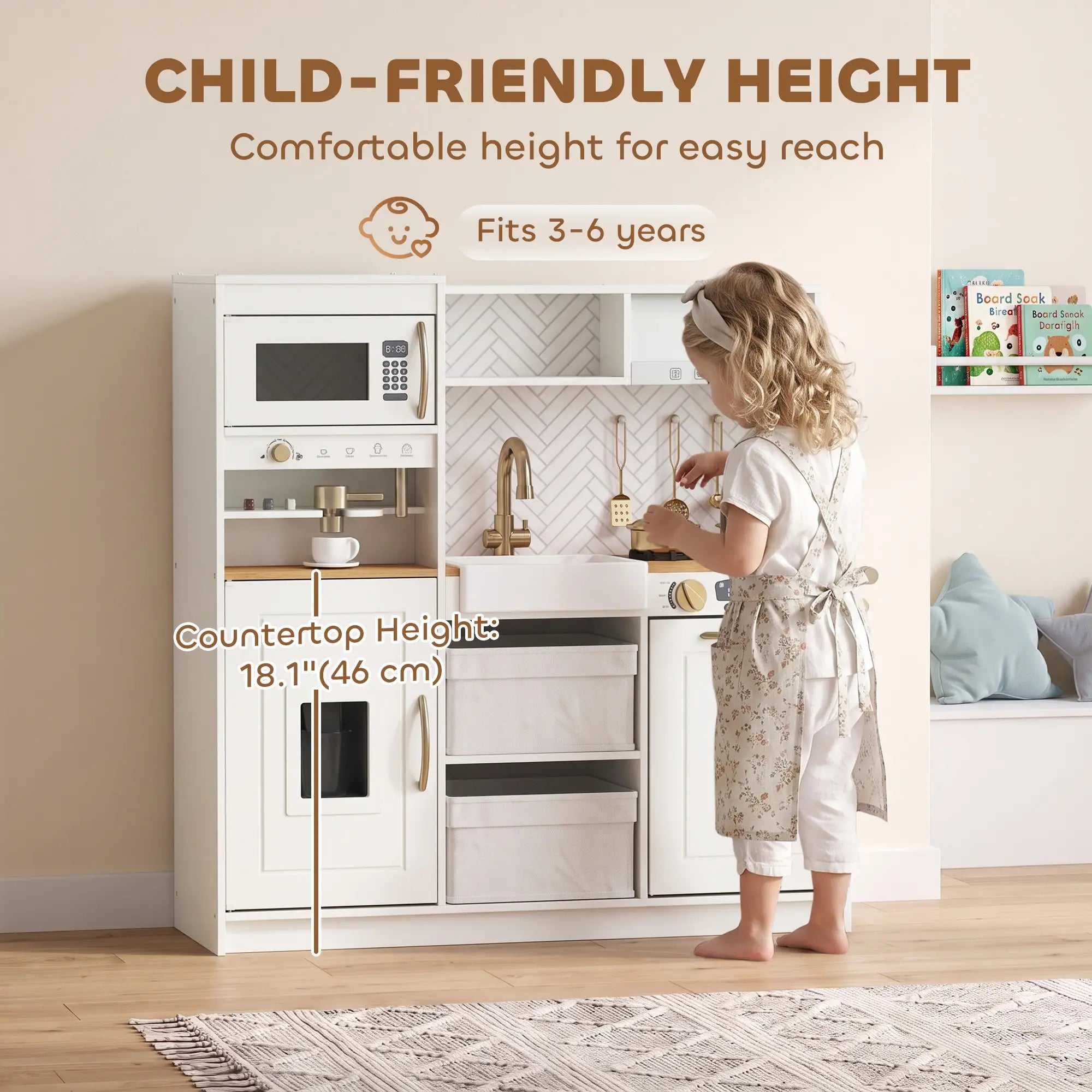 Kids Kitchen Playset With Coffee Machine, 3+, White Play Kitchen at Gallery Canada