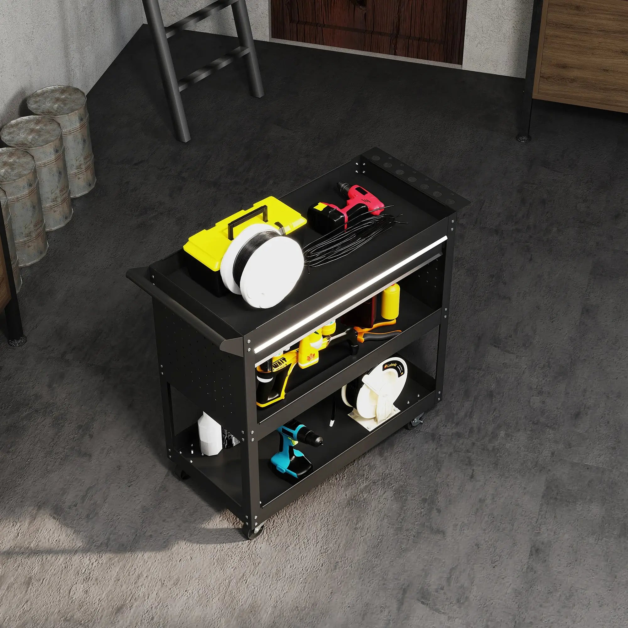 Tool Cart On Wheels, Utility Cart, Ball Bearing Drawer, Black Tool Organizers at Gallery Canada
