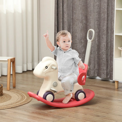 4 in 1 Kids Rocking Horse, Detachable Balance Board, Push Handle, Red Rocking Horses at Gallery Canada