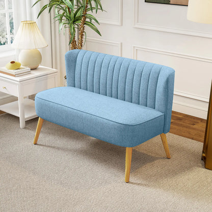 2 Seat Sofa, Upholstered Loveseat With Rubber Wood Legs, Blue 2-Seater Sofas at Gallery Canada