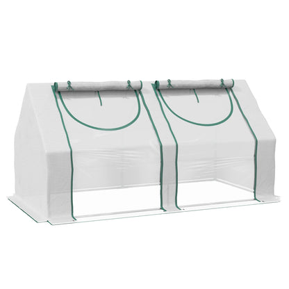 6' x 3' x 3' Portable Mini Greenhouse, 2 PE Covers, Steel Frame, White Mini Greenhouses at Gallery Canada