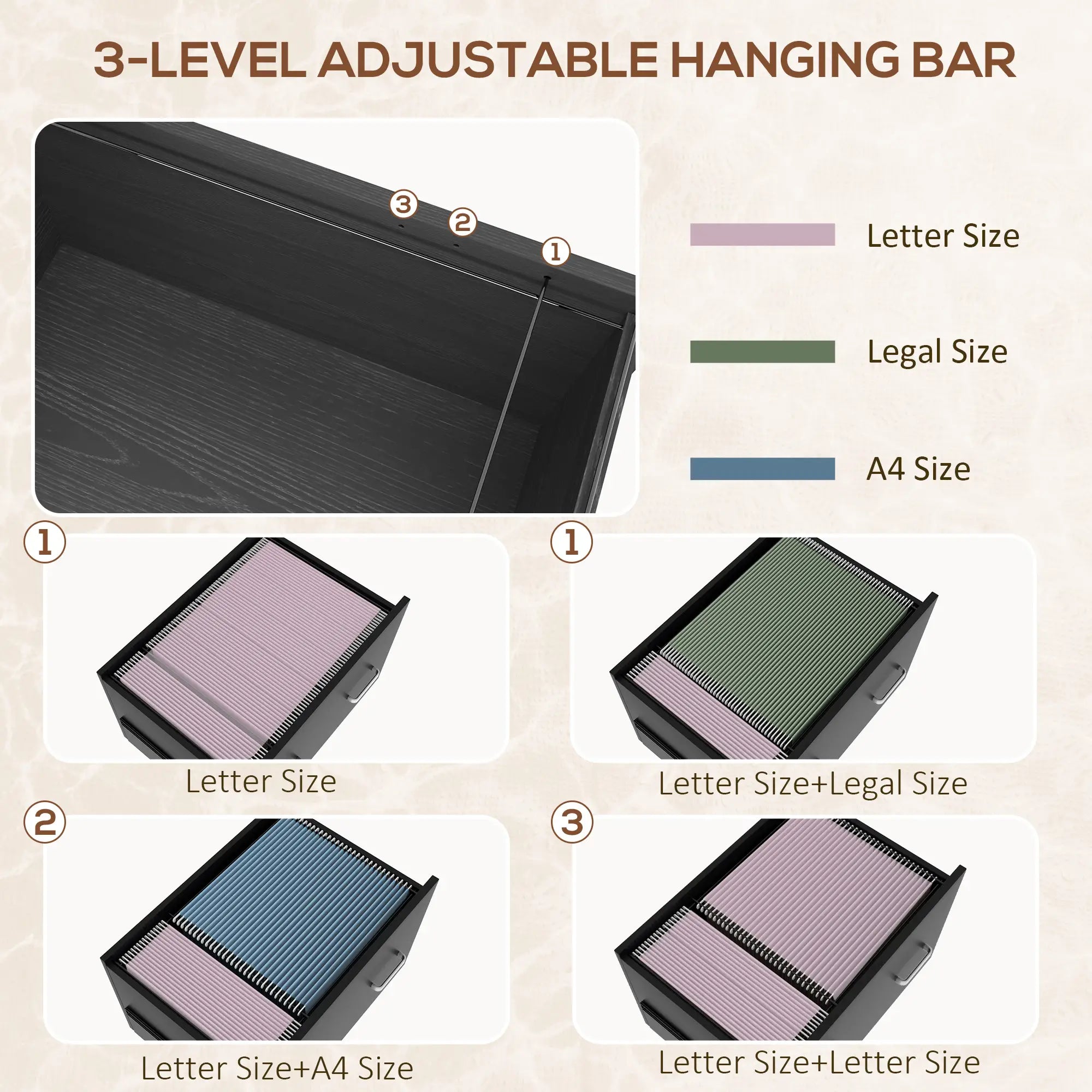 Mobile 2 Drawer File Cabinet, Adjustable Hanging Bar, Letter A4 Legal Size, Black Office Cabinets & Cupboards at Gallery Canada