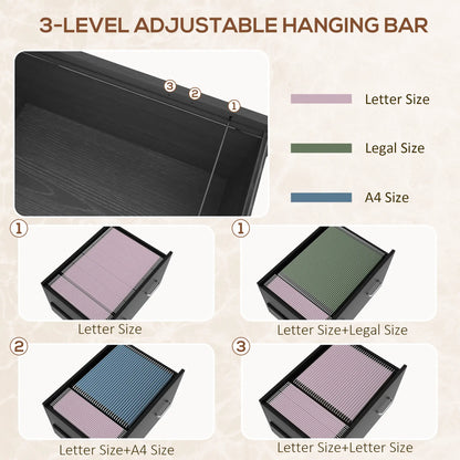 Mobile 2 Drawer File Cabinet, Adjustable Hanging Bar, Letter A4 Legal Size, Black Office Cabinets & Cupboards at Gallery Canada