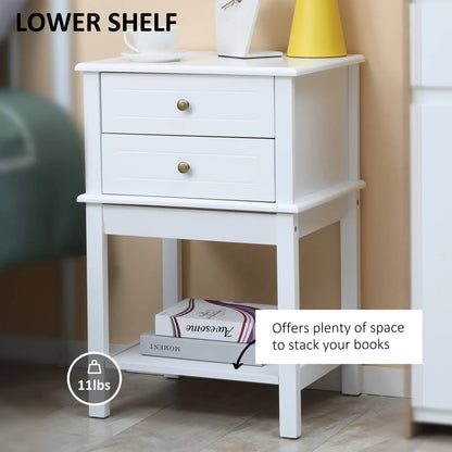 Modern Sofa Side Table with Drawers, Storage Shelf, White Side Tables at Gallery Canada