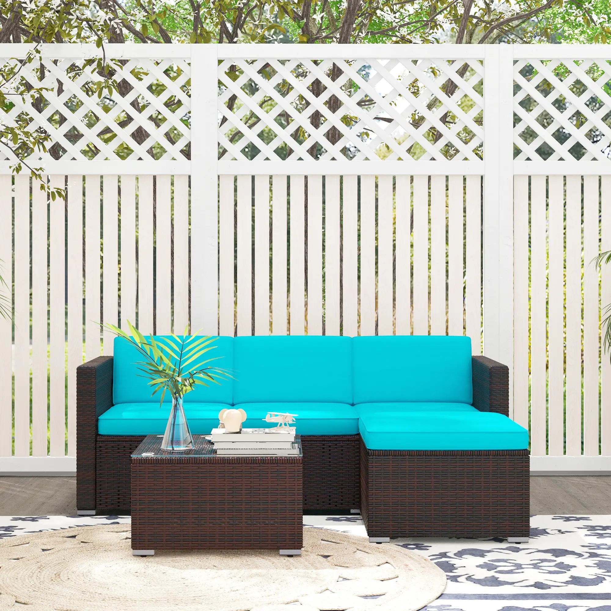 Patio Furniture With Soft Cushions, Corner Sofa Sets, Turquoise Patio Furniture Sets at Gallery Canada
