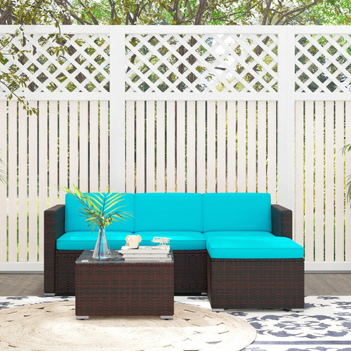Patio Furniture With Soft Cushions, Corner Sofa Sets, Turquoise