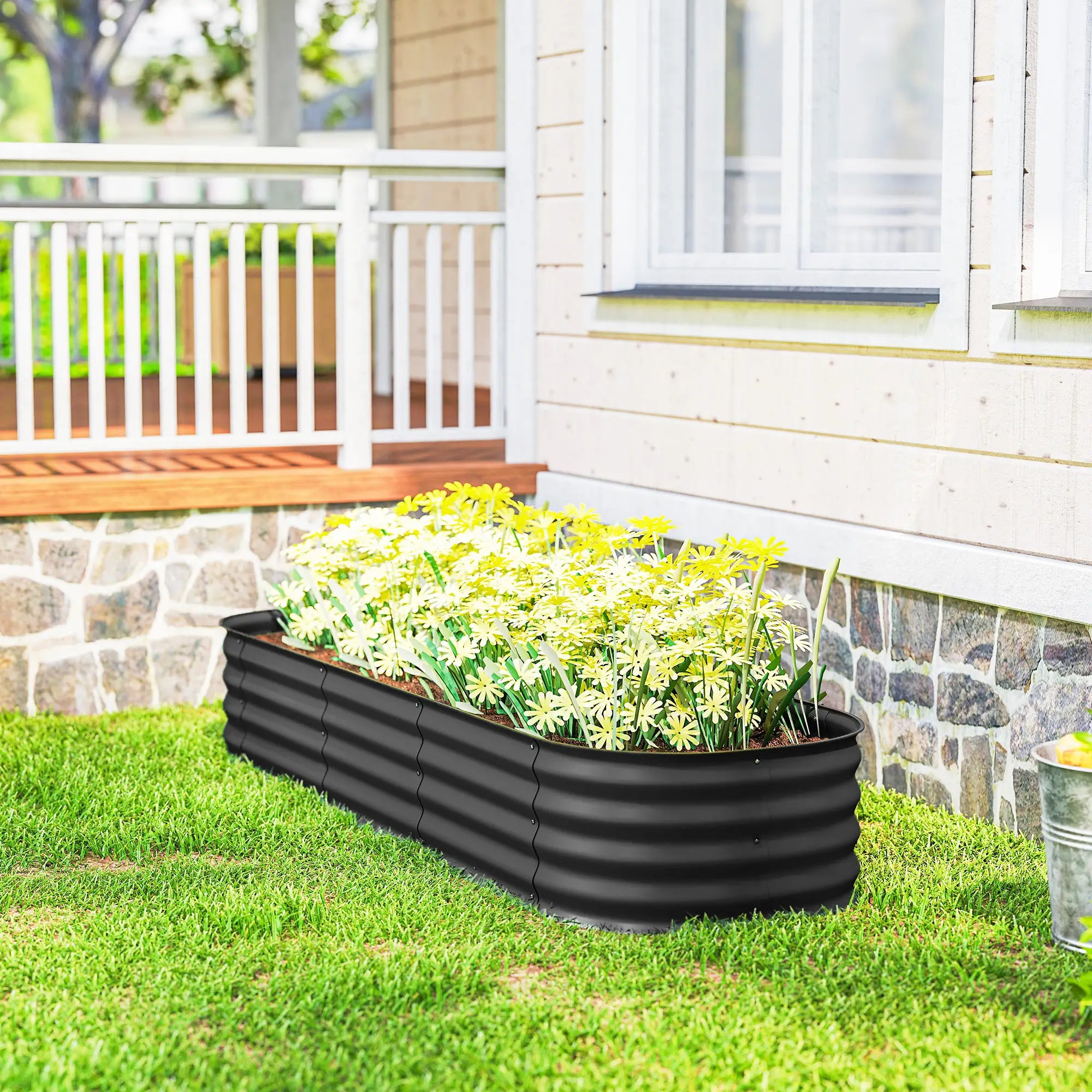6.4 x 2 x 1ft Galvanized Raised Garden Bed, Metal Planter Box, Dark Grey Raised Garden Beds at Gallery Canada