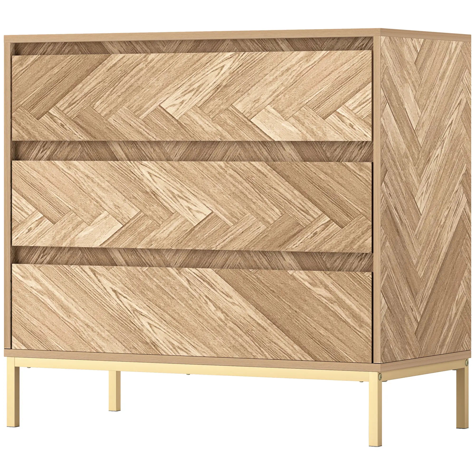 3 Drawer Storage Cabinet, Anti-Tip Design, for Bedroom, Living Room, Nature Wood Storage Cabinets Natural at Gallery Canada