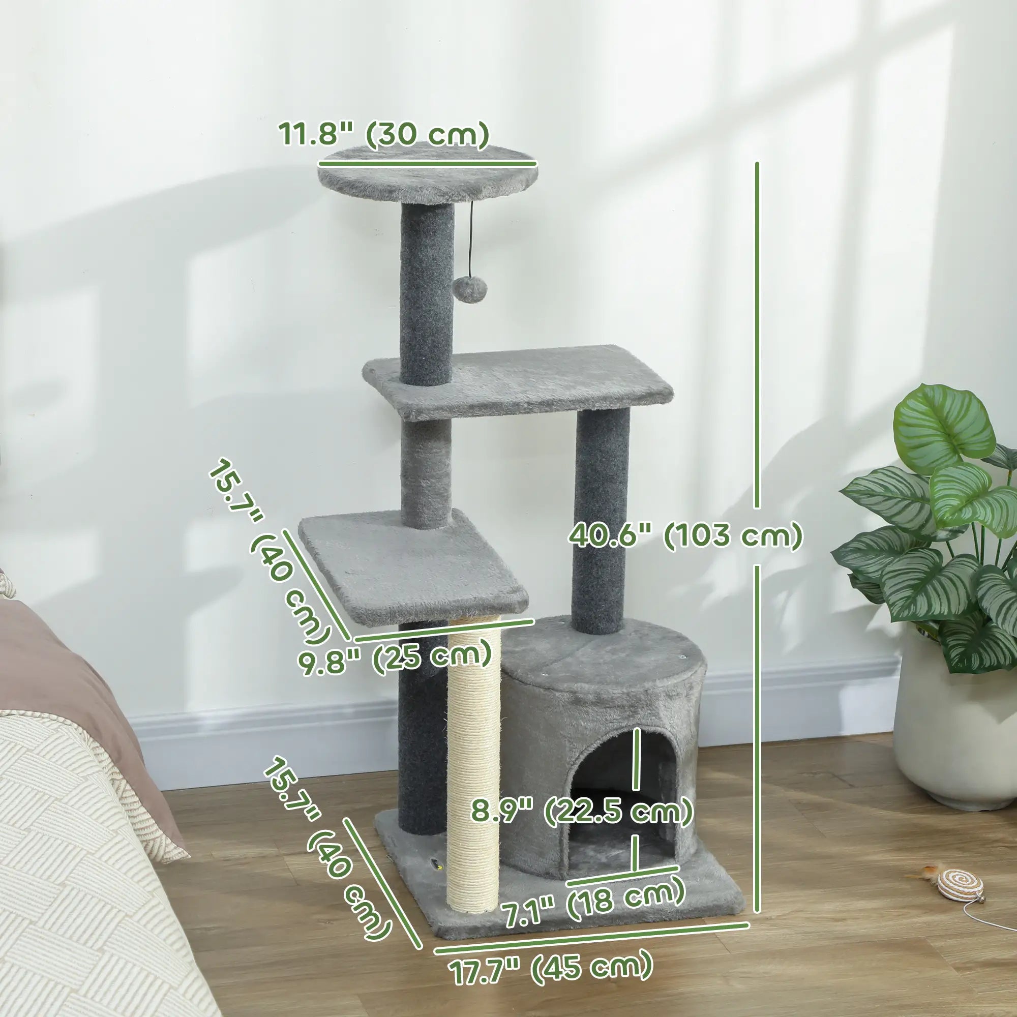 Cat Tree Tower, Multi-Level, Sisal Scratching Post, Large 41