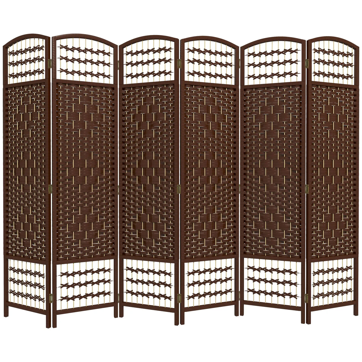 6 Panel Folding Room Divider, Portable Privacy Screen, Brown Room Dividers Brown at Gallery Canada