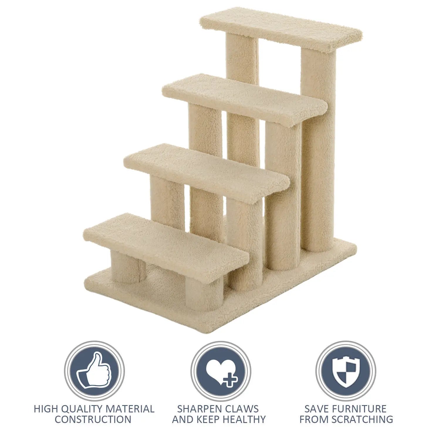 23.5" 4 Tier Pet Stairs, Dog Cat Step, Cream White Cat Stairs at Gallery Canada