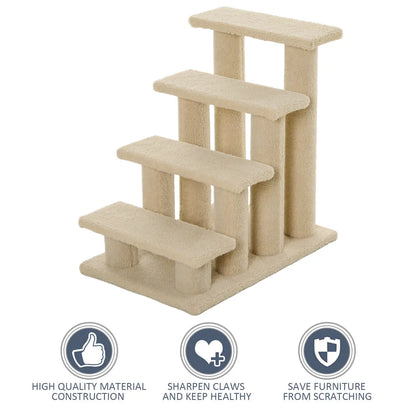 23.5" 4 Tier Pet Stairs, Dog Cat Step, Cream White Cat Stairs at Gallery Canada