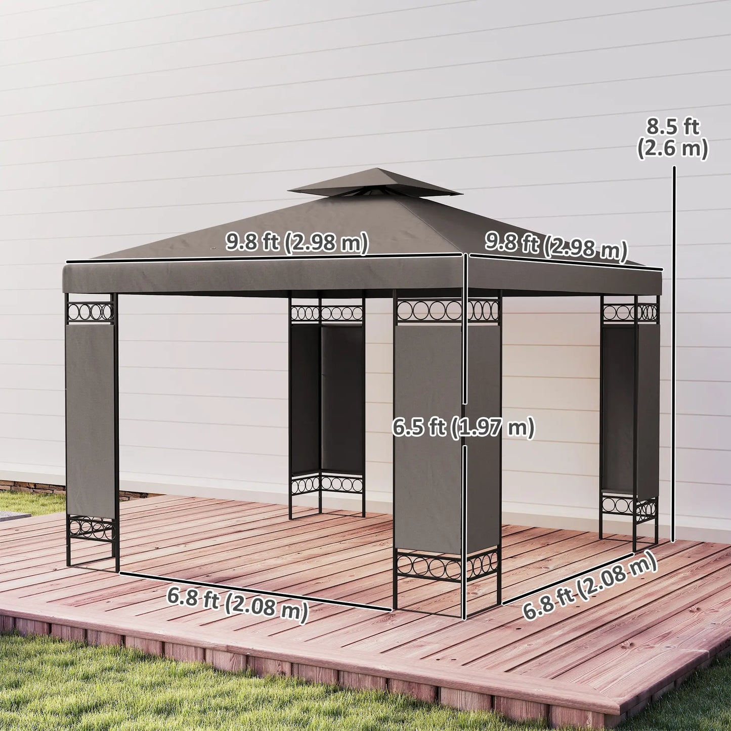 10 x 10 FT Canopy Gazebo, Double Roof, Screen Panels, Metal Frame, Khaki Gazebos at Gallery Canada