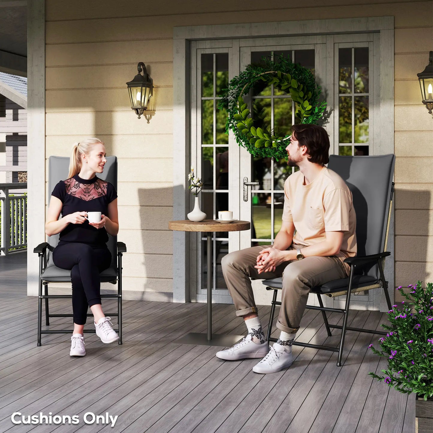 Outdoor Chair Cushions, Set of 2, High Back, UPF50+, Dark Grey Patio Chair Cushions at Gallery Canada