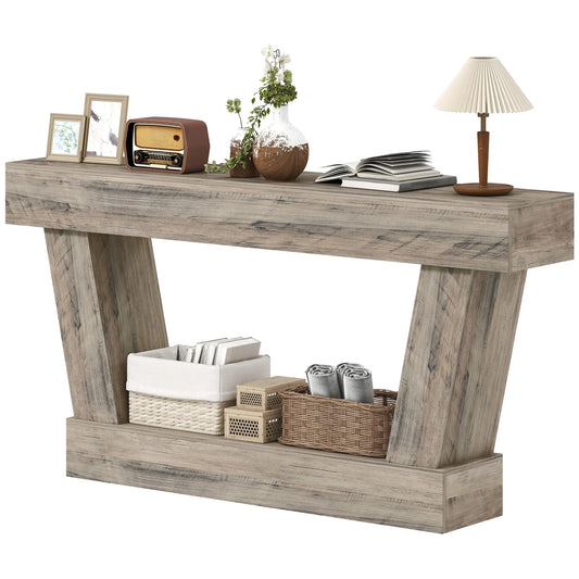 63 Inch Vintage Console Table, Narrow Entryway Table with Shelf, Light Brown Console Tables Light Brown at Gallery Canada