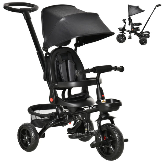Toddler Tricycle, 4 in 1 Kids Trike, Adjustable Seat, Removable Handle, Black Tricycles for Kids Black at Gallery Canada