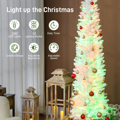 6ft Christmas Tree, Colorful DIY LEDs, Hinged Pencil, Remote, Timer, White Pencil Christmas Trees at Gallery Canada
