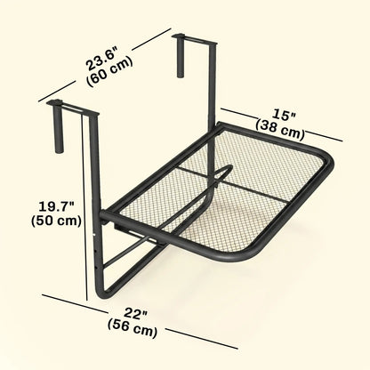 Adjustable Balcony Hanging Table, Metal Wall Desk, Outdoor Flower Stand, Black Balcony Table Hanging at Gallery Canada