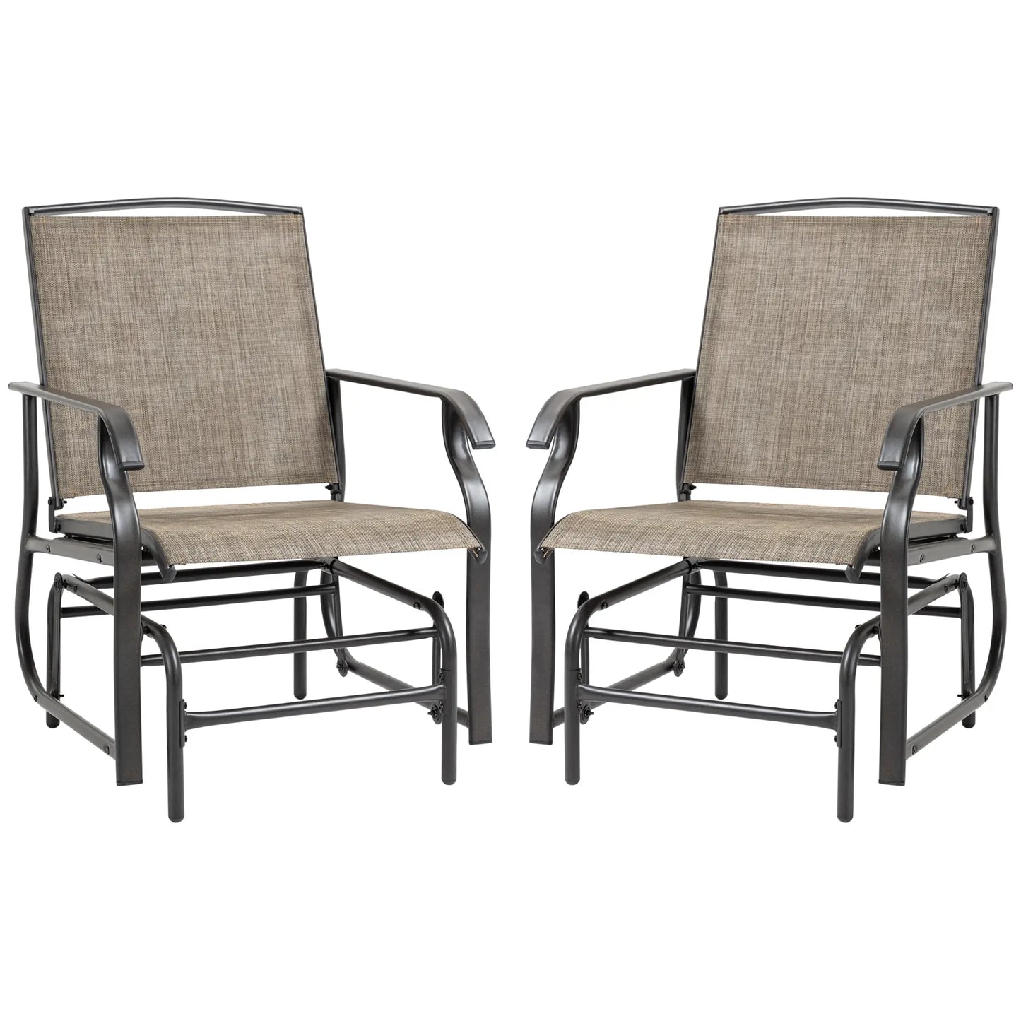 2 Outdoor Glider Chairs, 2 Person, Breathable Mesh, Steel Frame, Dark Brown Outdoor Rocking Chairs Dark Brown, Khaki at Gallery Canada