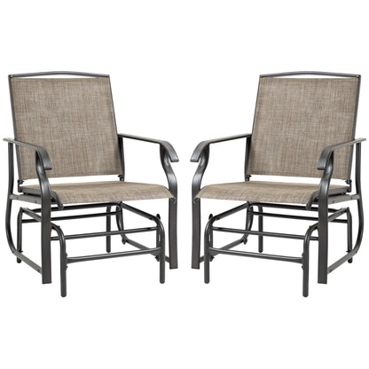 2 Outdoor Glider Chairs, 2 Person, Breathable Mesh, Steel Frame, Dark Brown Outdoor Rocking Chairs Dark Brown, Khaki at Gallery Canada