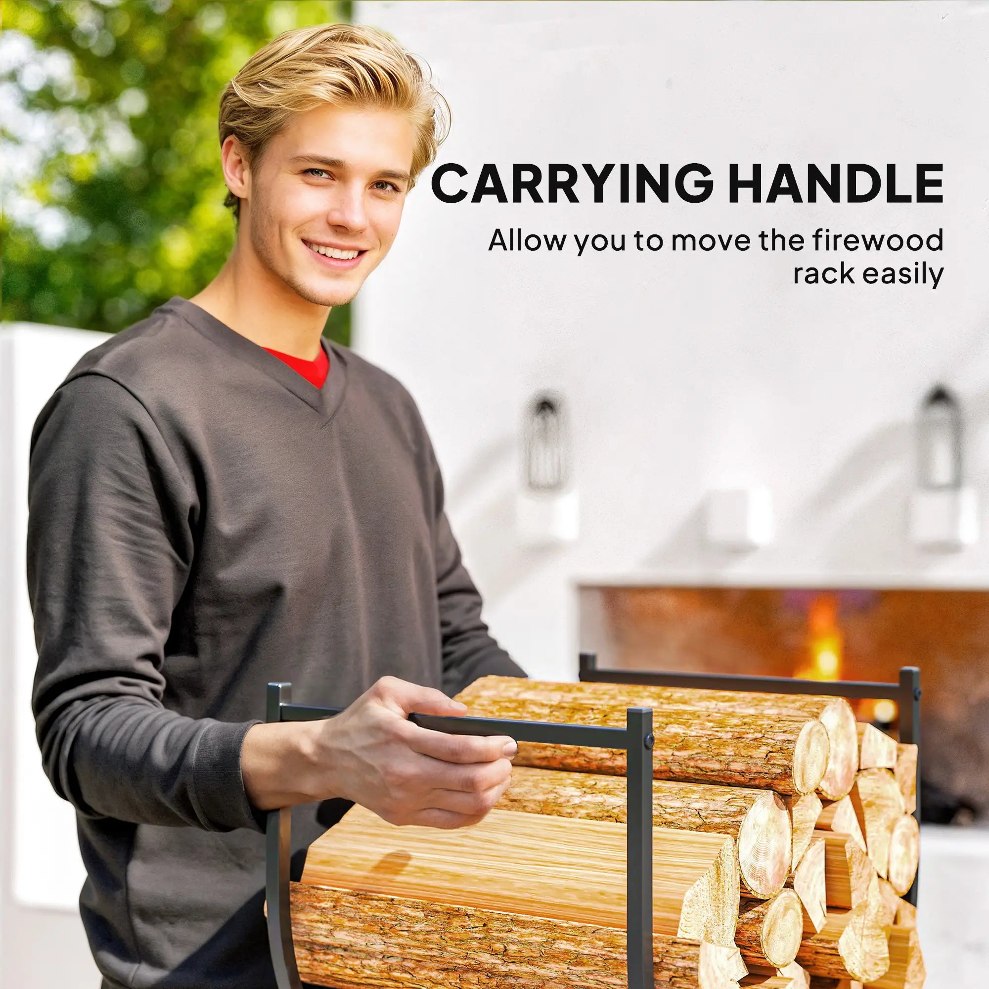 Firewood Rack, 17 Inch Heavy Duty Log Holder, Indoor Outdoor Storage Firewood Racks at Gallery Canada
