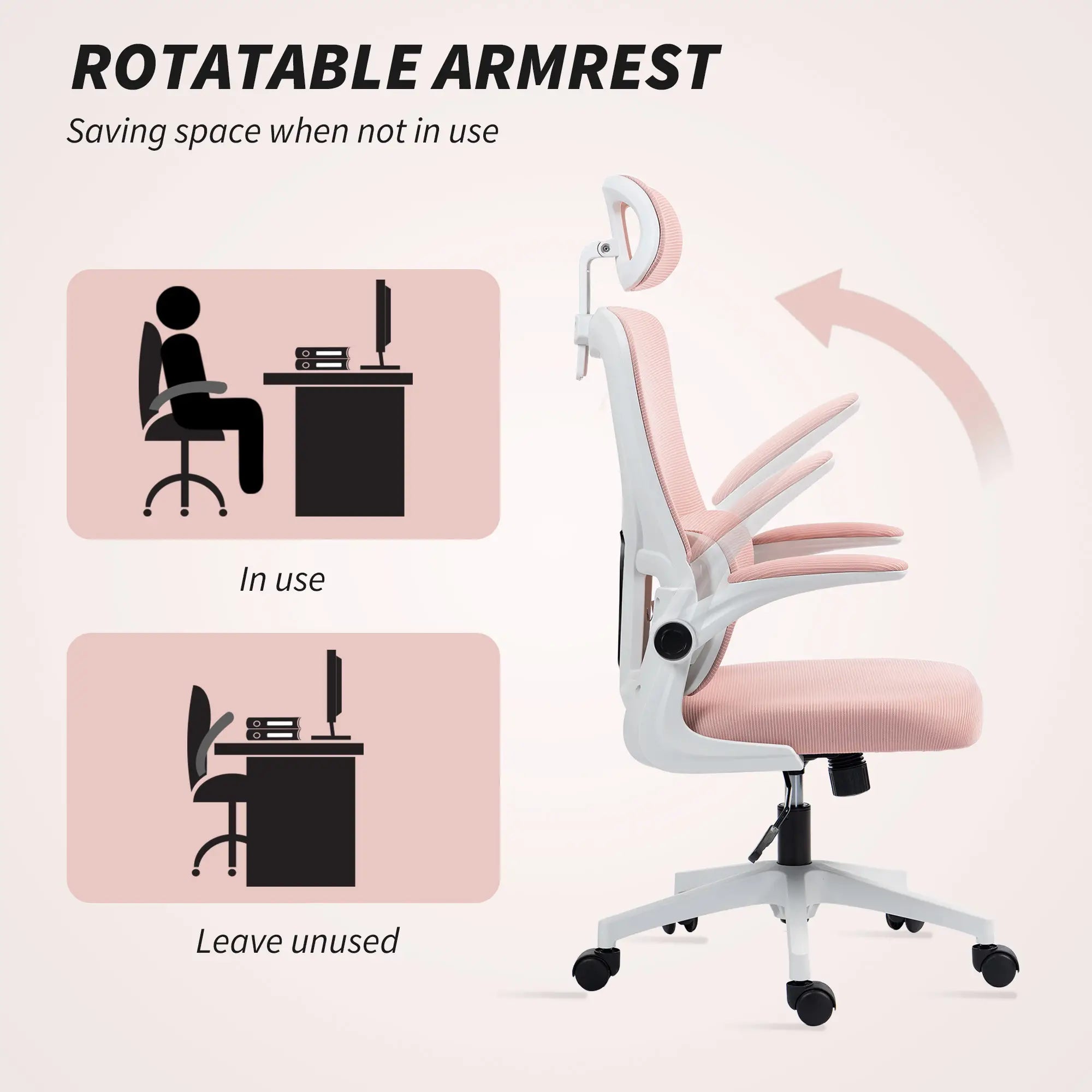 Mesh Office Chair, High Back with Headrest, Lumbar Support, Adjustable Height, Pink Executive & Manager Chairs at Gallery Canada