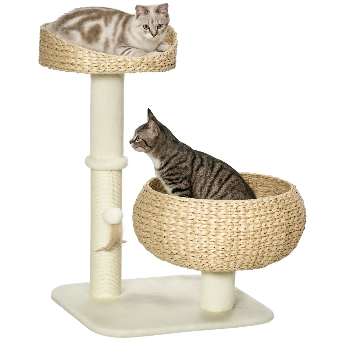 28" Cat Tree, Scratching Post, Double Beds, Beige Cat Towers Beige at Gallery Canada