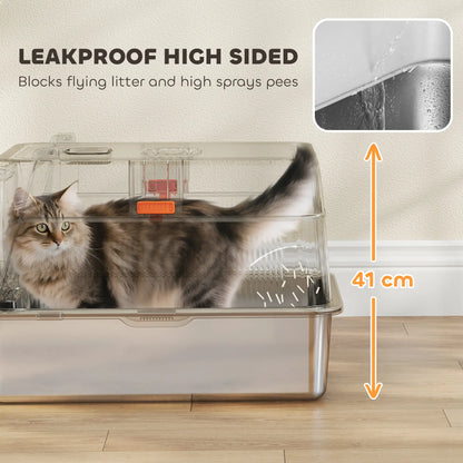 XL Stainless Steel Cat Litter Box, Flip Cover, Pedal, Deodorizer Cat Litter Box Enclosures at Gallery Canada