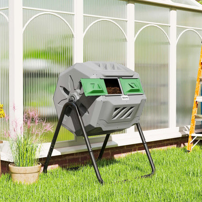 Dual Chamber 43 Gallon Compost Bin, 360 Rotating, Dark Green Outdoor Compost Bin at Gallery Canada
