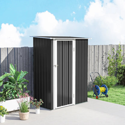 5 x 3ft Metal Garden Shed, Sloped Roof, Lockable Door, Grey Sheds at Gallery Canada