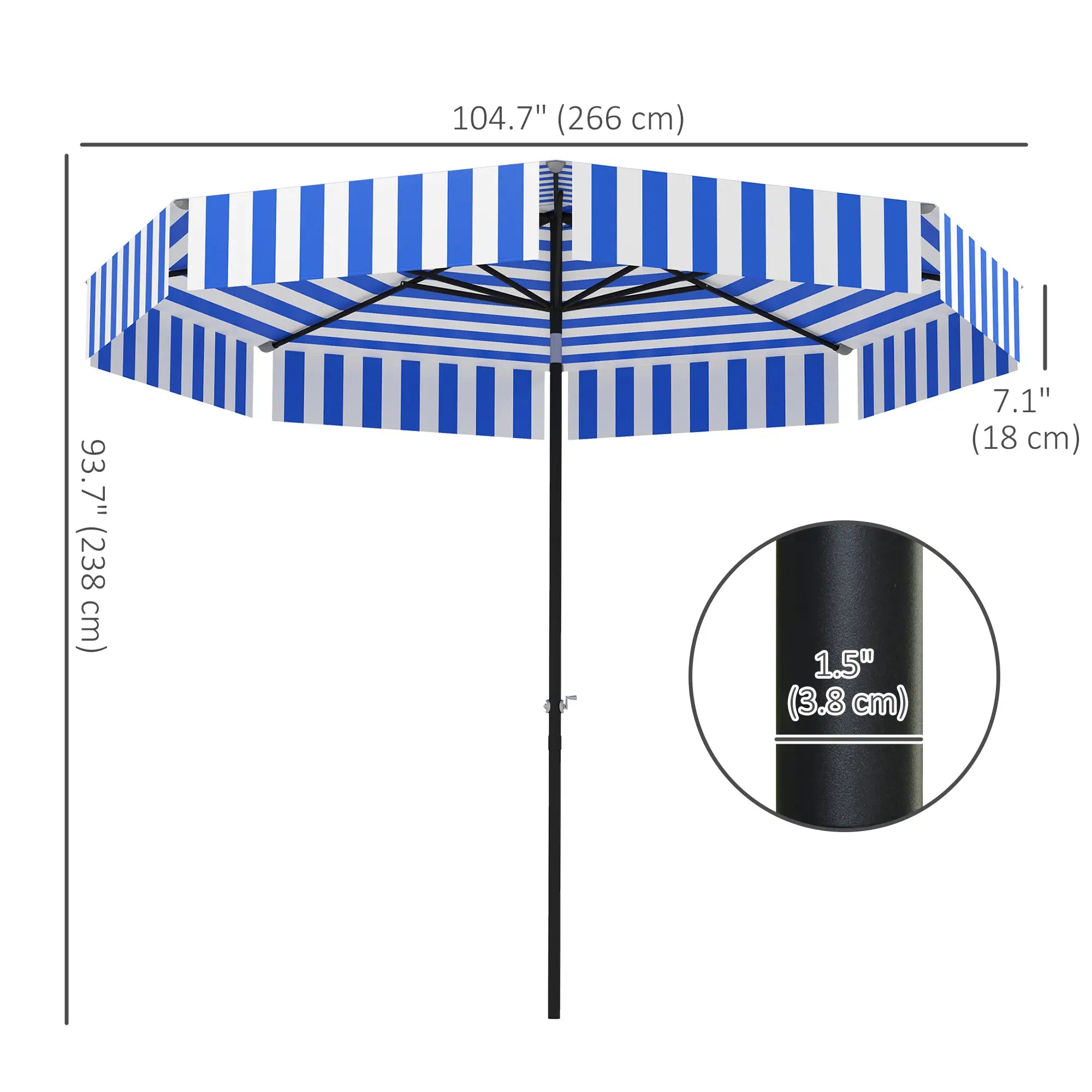 8.7FT Tilting Patio Umbrella, 8 Ribs, Crank Handle, Navy Blue Sun Umbrellas at Gallery Canada