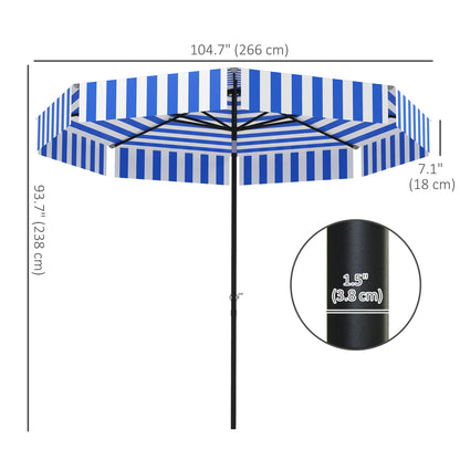 8.7FT Tilting Patio Umbrella, 8 Ribs, Crank Handle, Navy Blue Sun Umbrellas at Gallery Canada