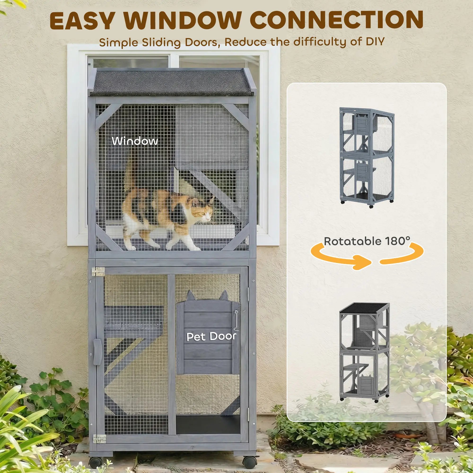 Movable Catio With Resting Box, 3 Jumping Platforms, Waterproof Roof Outdoor Cat Enclosures at Gallery Canada