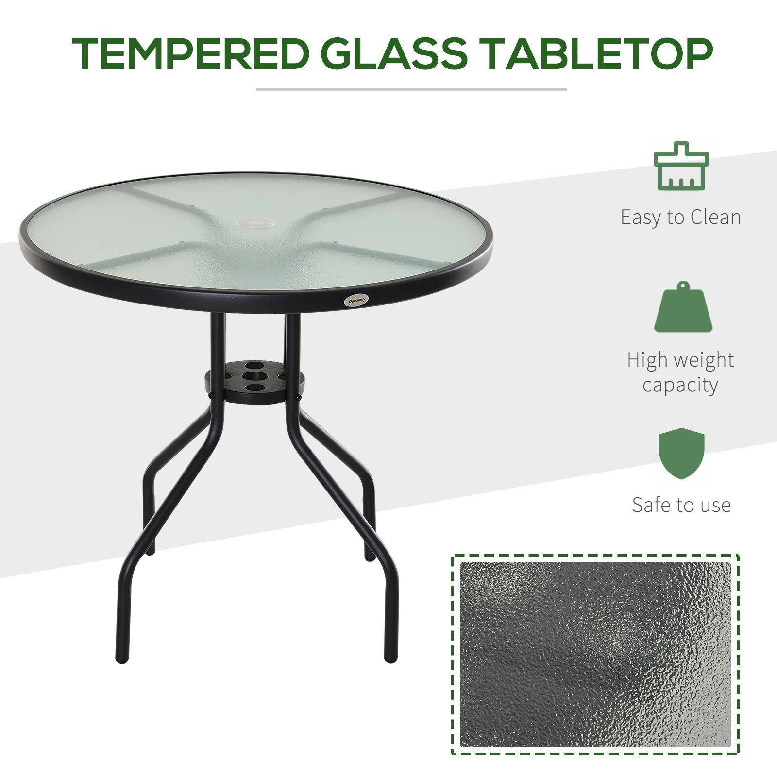 31.5'' Round Bistro Table, Outdoor Dining, Tempered Glass Top, Weather-resistant Patio Side Tables at Gallery Canada