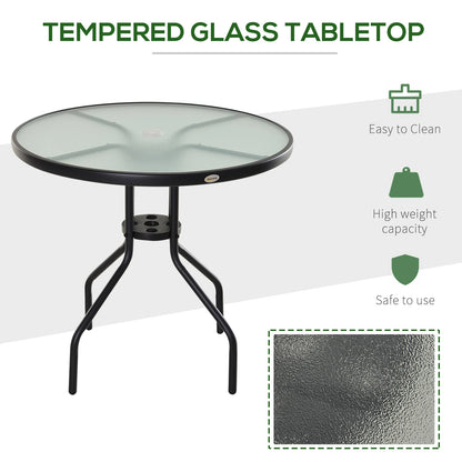 31.5'' Round Bistro Table, Outdoor Dining, Tempered Glass Top, Weather-resistant Patio Side Tables at Gallery Canada