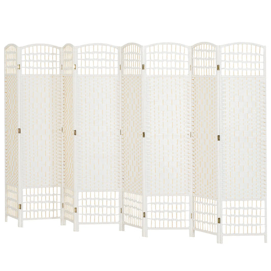 8 Panel Folding Room Divider, Portable Privacy Screen, White Room Dividers White at Gallery Canada