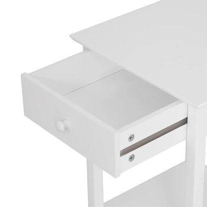 Multipurpose Bedside Table with Drawer, Storage Shelf, White Side Tables at Gallery Canada