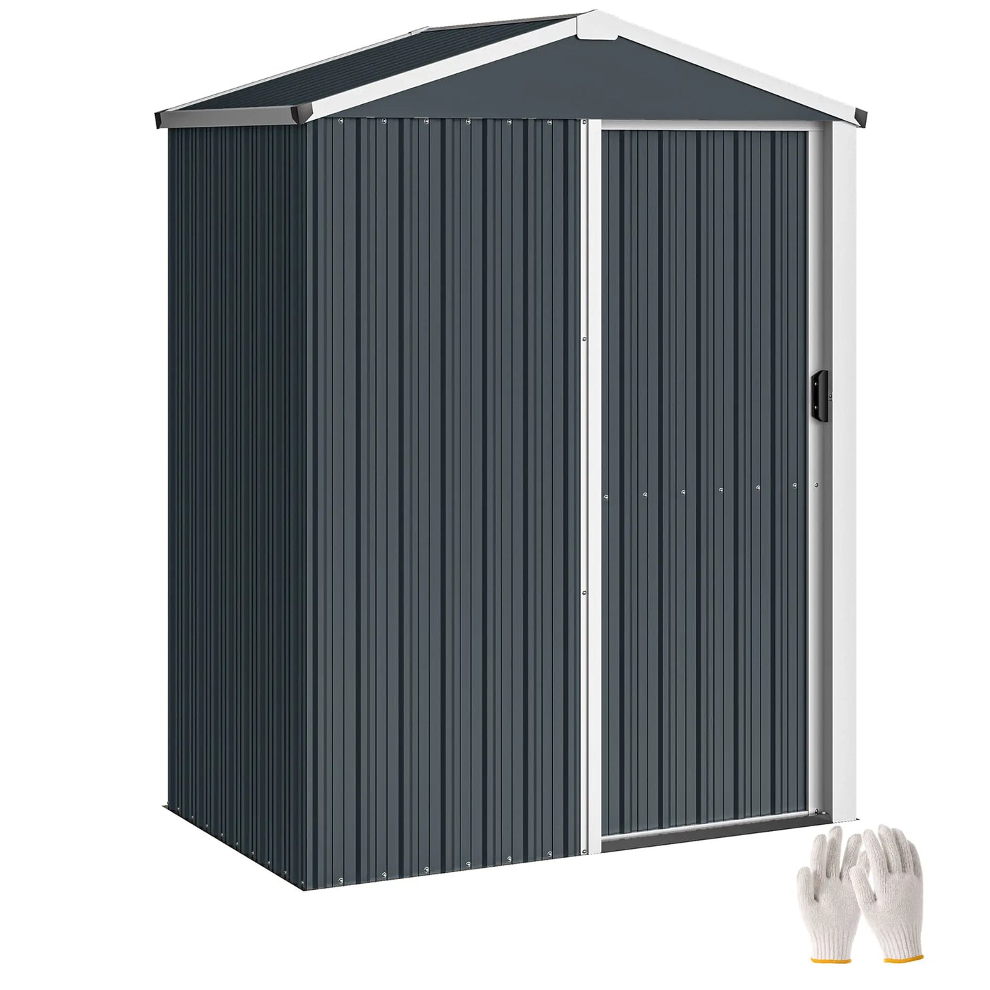4.5 x 3ft Metal Garden Shed, Waterproof, Lockable Door, Dark Grey Sheds at Gallery Canada