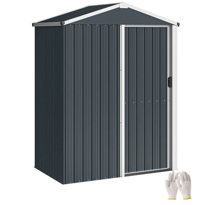 4.5 x 3ft Metal Garden Shed, Waterproof, Lockable Door, Dark Grey Sheds at Gallery Canada