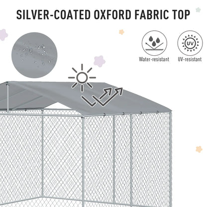 Outdoor Dog Kennel With Roof, Steel Lock, Mesh Sidewalls, 9.8' x 9.8' x 7.7' Houses, Kennels & Pens at Gallery Canada