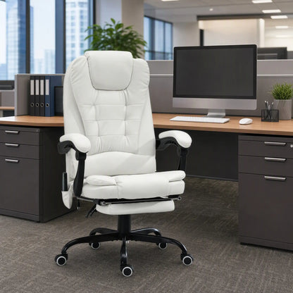 7-Point Vibrating Massage Chair, Reclining Office Chair, Adjustable Height, White Executive & Manager Chairs at Gallery Canada