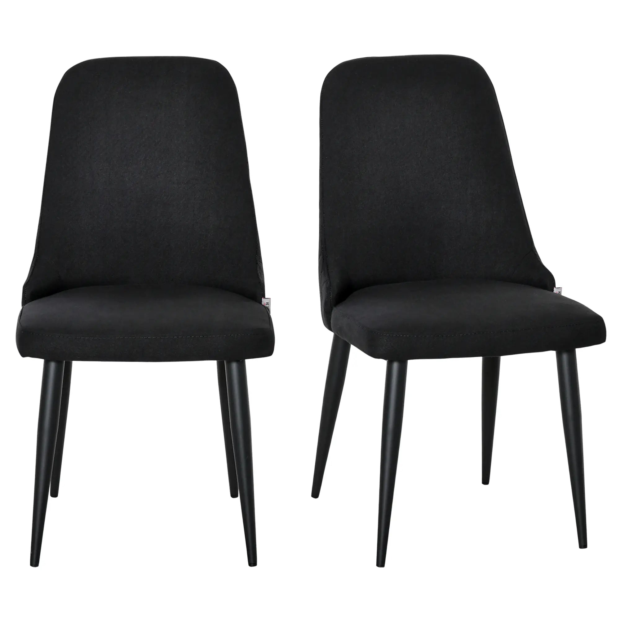 Modern Dining Chair Set of 2, Fabric Upholstered, Metal Legs, Black Bar Stools at Gallery Canada