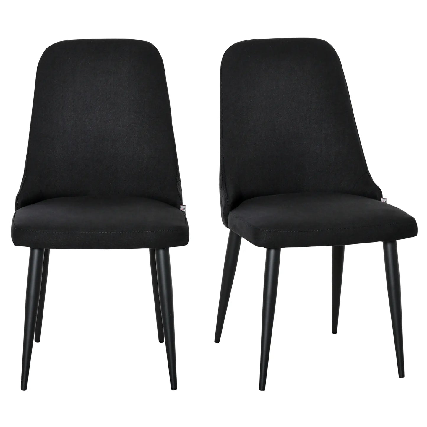 Modern Dining Chair Set of 2, Fabric Upholstered, Metal Legs, Black Bar Stools at Gallery Canada